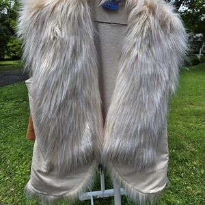 Faux Fur Vest in Cream and Tan
